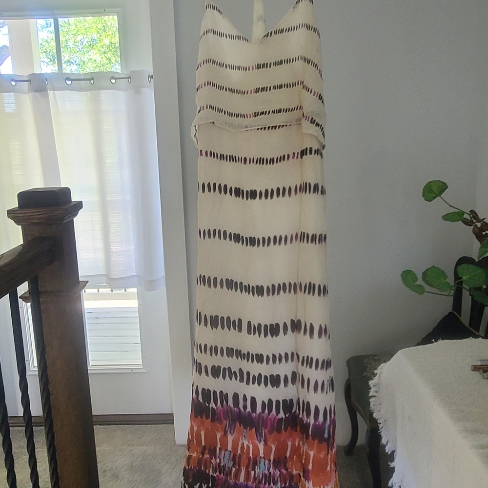 Quiksilver Cream and Black Patterned Maxi Dress